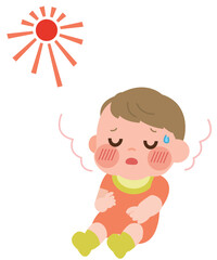熱中症の症状がある赤ちゃん　イラスト