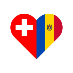 unity concept. heart shape icon of switzerland and moldova flags. vector illustration isolated on white background