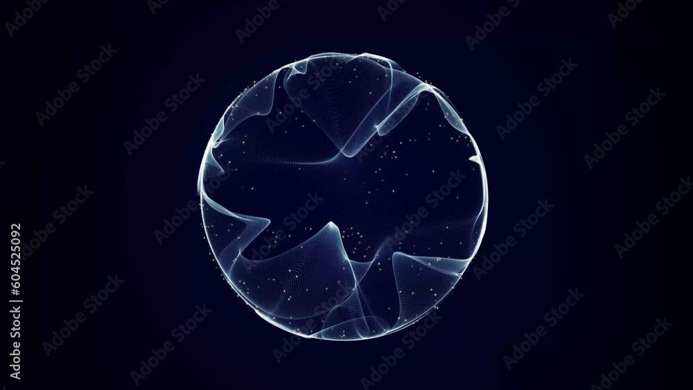 Poster spherical equalizer for music with glitch effect. round sound wave of particles. musical abstract bl