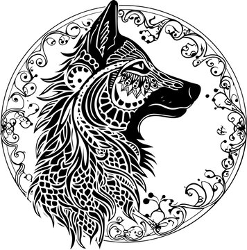 wolf tattoo design, Wolf Tribal Art, Wolf Tribal Tattoo, Wolf SVG,  Wolf Moon SVG, Werewolf SVG