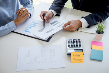 Business team executive accounting analyzing and calculation