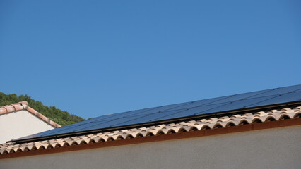 Solar photovoltaic panels on roof 