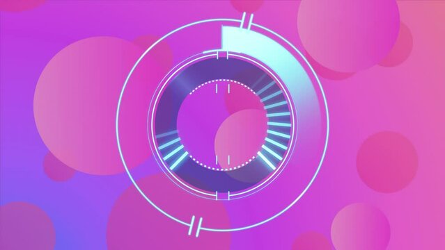 Animation of loading circles over circles against purple background