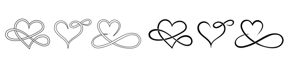 Vintage heart icon vector set. love illustration sign collection. romance symbol.