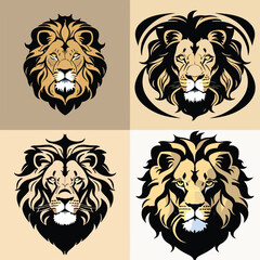set of lion logo digital art vector illustration business logo design art