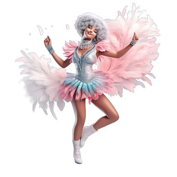 Sassy dancer with sparkly outfit with feather boa - Plasticine Illustration 4