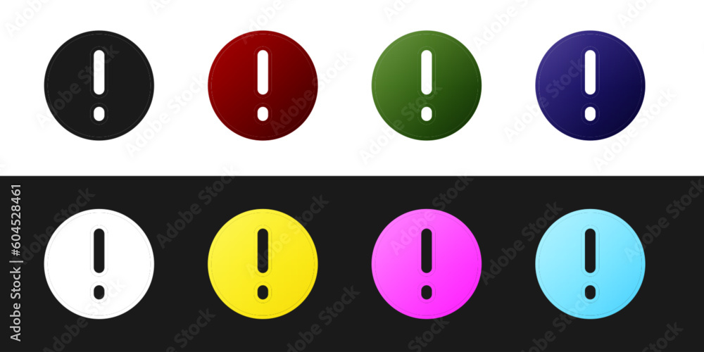 Poster set speech bubble and exclamation icon isolated on black and white background. faq sign. copy files,