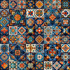 Vintage pattern background, Retro mosaic pattern patchwork rustic design