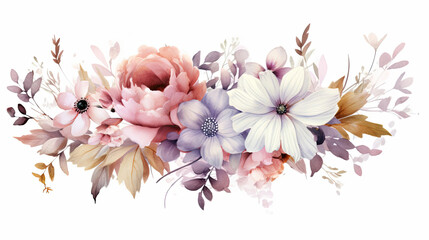 Color illustration of flowers in watercolor, white background