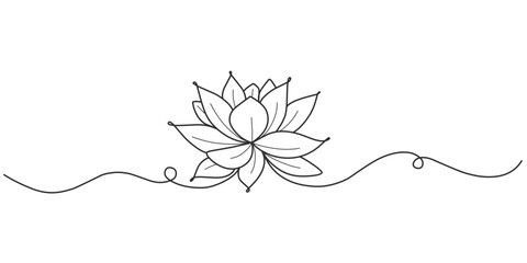 Lotus flower line art style vector illustration