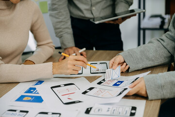 UX graphic designer planning application process development prototype wireframe for web smart...