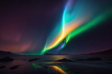 Naklejka premium rainbow over the ocean ai generated