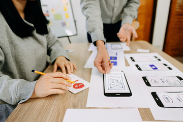 UX graphic designer planning application process development prototype wireframe for web smart...
