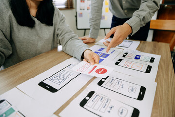 UX graphic designer planning application process development prototype wireframe for web smart...