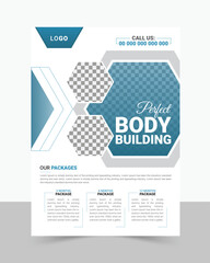 Modern Fitness, Gym, Workout, Exercise, Body Building, CrossFit, Health, Sports Flyer Design Template, Layout. 