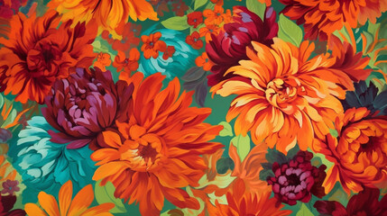 Spring summer background of beautiful flowers. Generative AI image