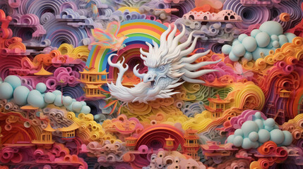 Rainbow illustration mural concept