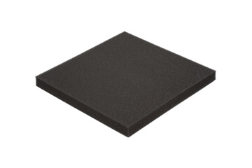 Dark gray foam rubber board isolated on transparent background.