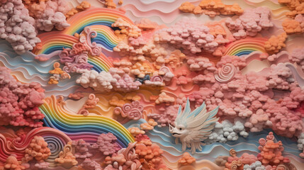 Fototapeta na wymiar Rainbow illustration mural concept