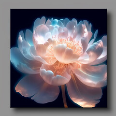 light pink and azure peony,shimmering flowers,Generative AI