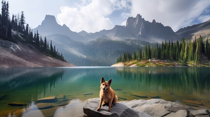 Dog on the lake