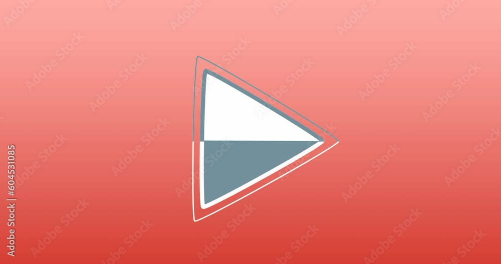 Poster animation of play button icon over red background