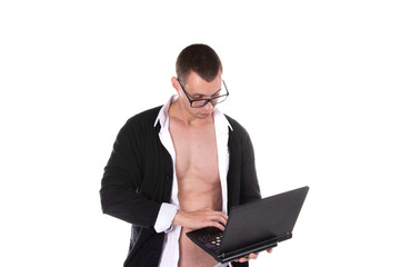 Men's health problems. stress and impotence. White background.