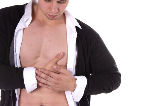 Men's health problems. stress and impotence. White background.