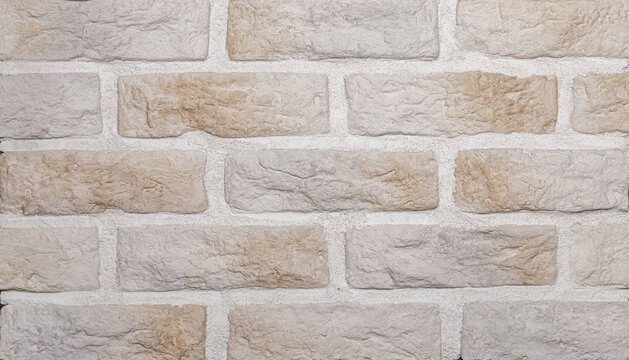 Fototapeta Abstract weathered texture stained old stucco light gray and aged paint white brick wall background in rural room grungy rusty blocks of stonework
