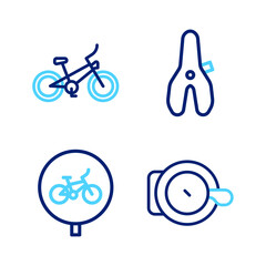 Fototapeta premium Set line Bicycle bell, seat and icon. Vector