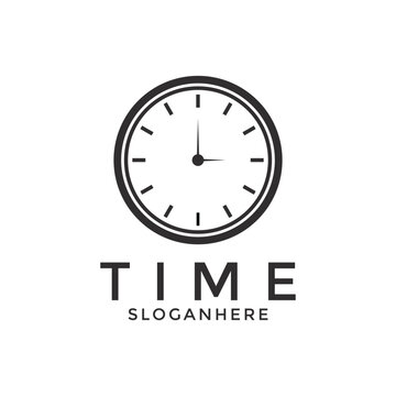 Simple clock logo design template
