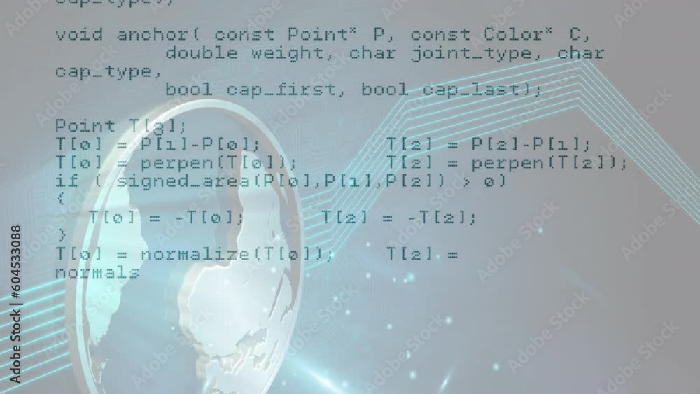 Poster animation of computer data processing over globe