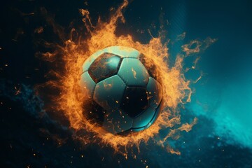 Naklejka premium Soccer ball flame. Generate Ai