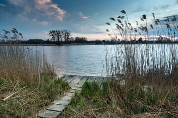 A pier on the shore of the lake
