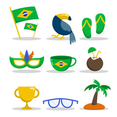 Set of element with Brazil travel vector