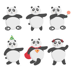 Set of cute panda in difference activity