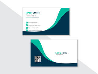 Vector creative business card template with waves for business . Simple and clean design with a logo
