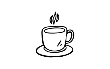 A COFFE Doodle art illustration with black and white style.