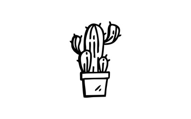 CACTUS Doodle art illustration with black and white style.