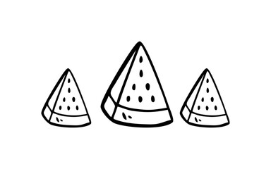 WATERMELON Doodle art illustration with black and white style.