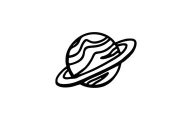 A PLANET Doodle art illustration with black and white style.