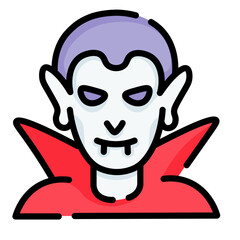 isolated dracula vampire icon in vector.design element for halloween. characters in flat style.minimalistic monster for stickers,print,apps,web. 