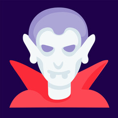 isolated dracula vampire icon in vector.design element for halloween. characters in flat style.minimalistic monster for stickers,print,apps,web. 