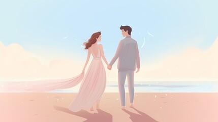illustration of a couple on a beach