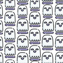 seamless pattern with halloween funny ghost in vector.design element for halloween.characters in flat style.minimalistic pattern for wallpaper background. A series of halloween patterns. 