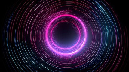 display of neon lines spinning around a mysterious and intriguing black hole