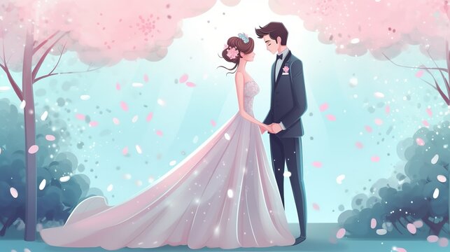 illustration of a happy couple celebrating their love in a charming and endearing way