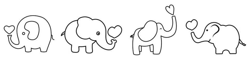 Baby elephant icon vector set. circus illustration sign collection. Love symbol.