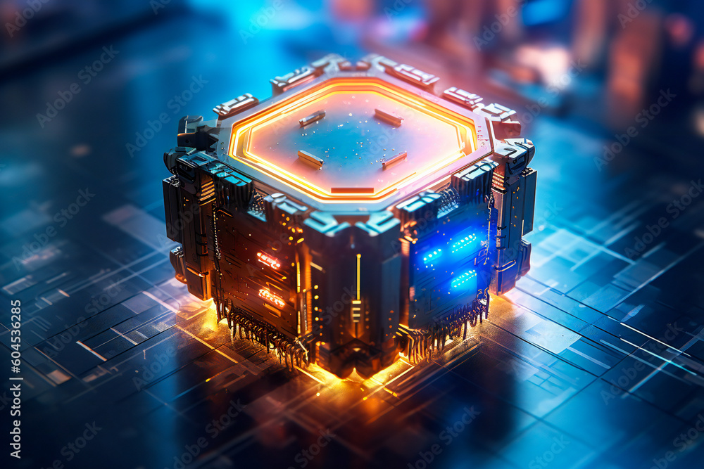 Aufkleber illustration of a generic digital device. advanced computing technology and artificial intelligence 