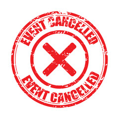 Event cancelled mark rubber stamp with cross
